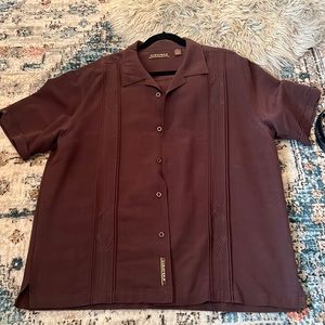 men’s brown button up tee. In great condition only worn a few times size XL.